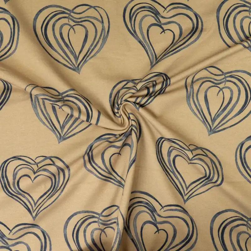 Wochenendangebot French Terry, beige dunkel, grau, abstrakt gemustert