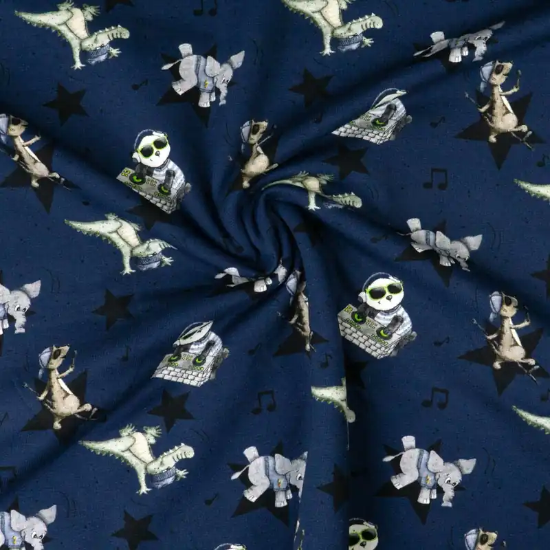 French Terry, dunkelblau, schwarz, grün, Kindermotive – Tiere Top-Seller