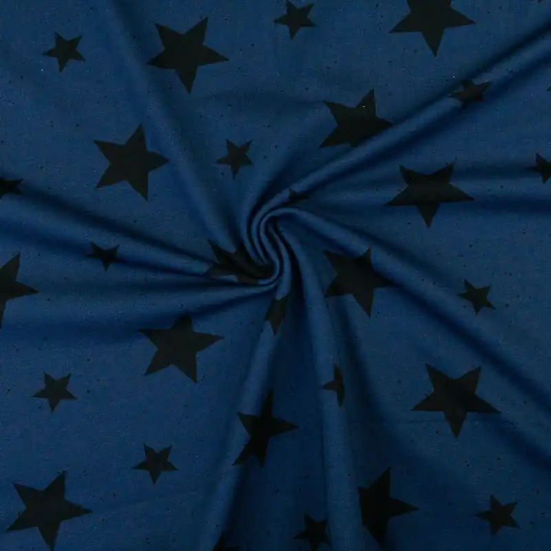 French Terry, dunkelblau, schwarz, grafisch gemustert Original