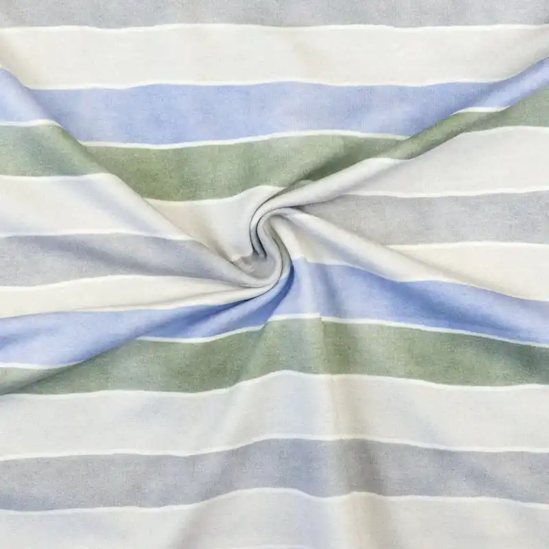 Bestpreis French Terry, grautöne, mittelblau, grün, Streifen