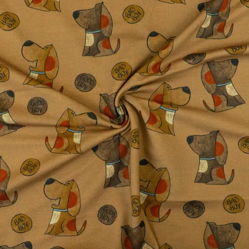 Schnäppchen French Terry, brauntöne, orange dunkel, Kindermotive – Tiere