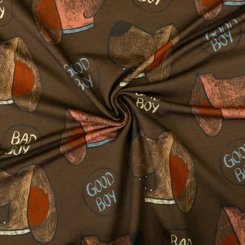 French Terry, brauntöne, mittelblau, orange dunkel, Kindermotive – Tiere Exklusiv