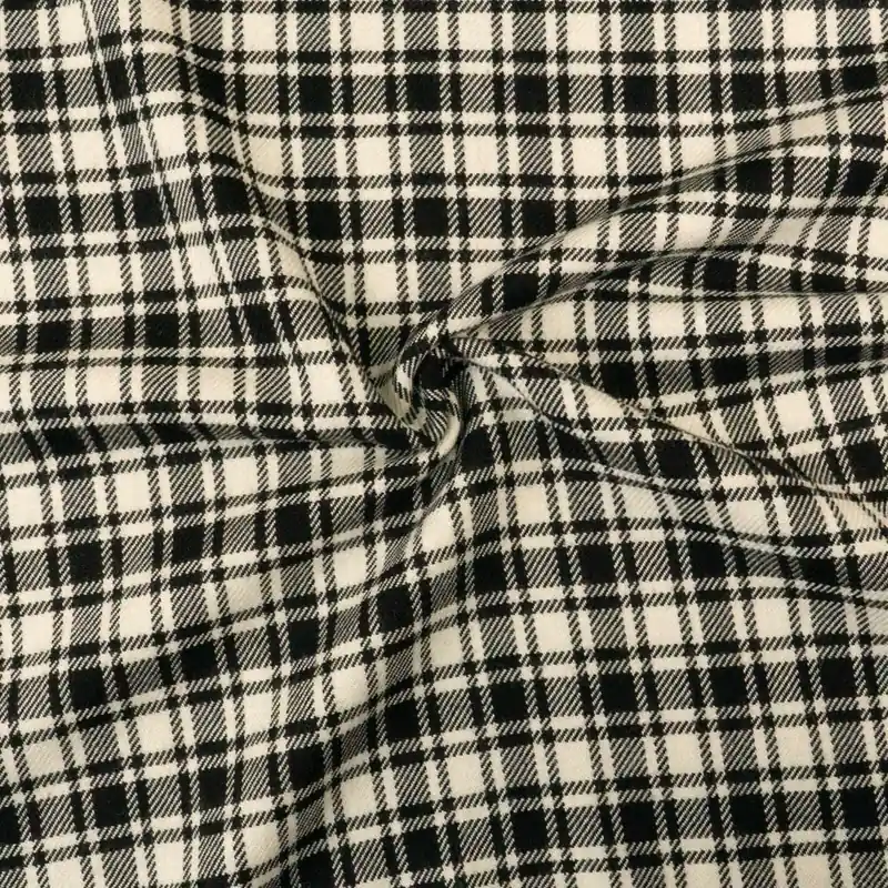 Geprüft Edler Wollstoff, Streichgarn, offwhite, schwarz, Webkaro