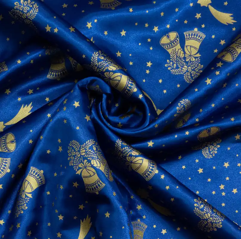 Angebot Satin, gold, royalblau, Weihnachtsmotive