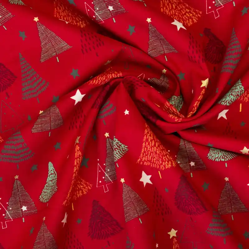 Baumwollstoff, Popeline, rot, mint, grün, Glanzeffekt, Weihnachtsmotive Preiswert