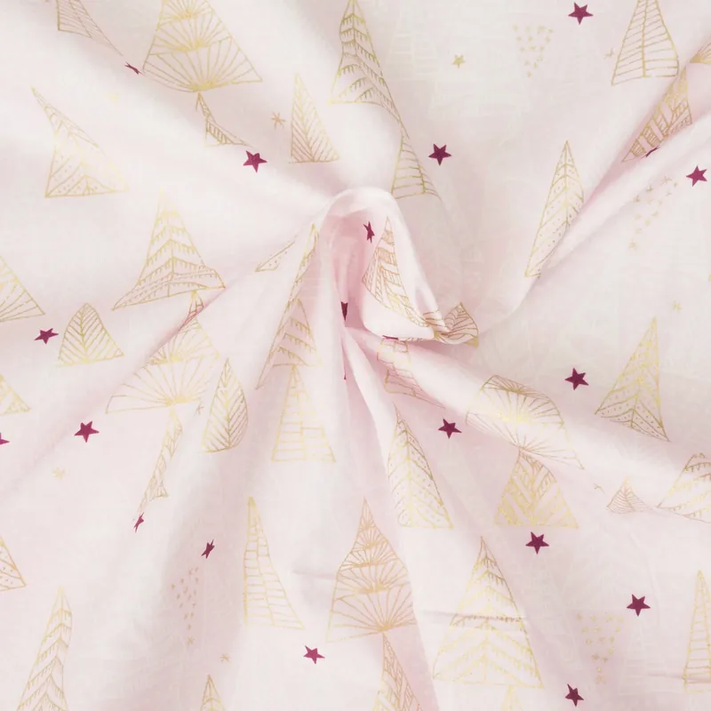 Baumwollstoff, Popeline, rosa, weiß, beere, gold, Glanzeffekt, Weihnachtsmotive Limited Edition