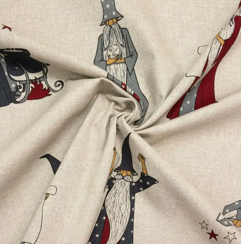 Premium Dekostoff, Panama, natur, grau, dunkelrot, Weihnachtsmotive