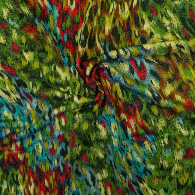 Viskosejersey, grüntöne, blau, pink, abstrakt gemustert Kostenloser Rückversand