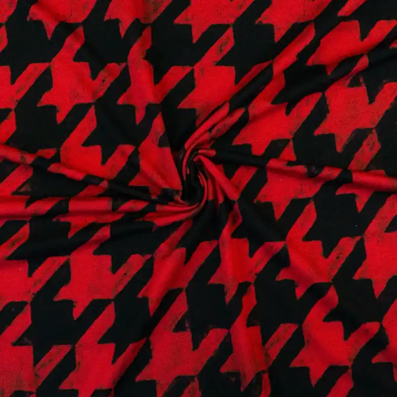 Viskosejersey, rot, schwarz, Pepita Aktuell