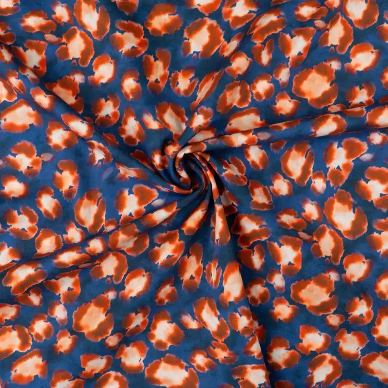 Exklusiv Baumwollstoff, Popeline, blau, rot, abstrakt gemustert