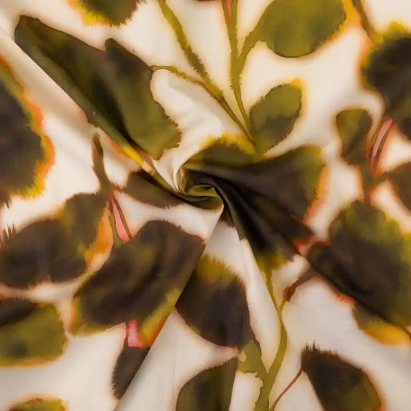 Original Baumwollstoff, Popeline, rosé, grüntöne, rot, abstrakt gemustert