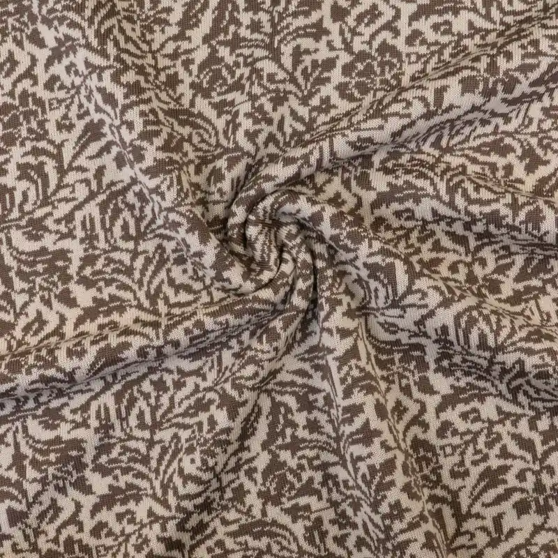 Neue Kollektion Edler Double Face, Feinstrick, creme, graubraun, floral gemustert