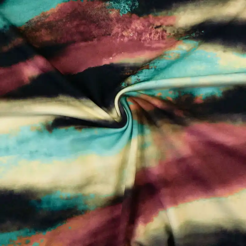 Sweatstoff, petrol, dunkelrot, schwarz, abstrakt gemustert Schnäppchen
