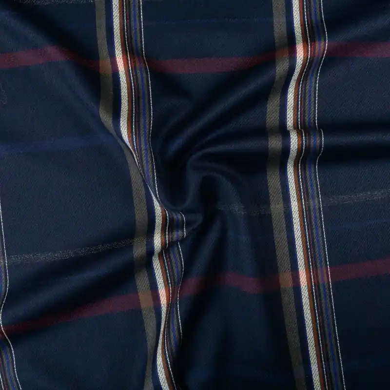 Wollstoff, Streichgarn, blautöne, rost, grau, Webkaro Nur Heute