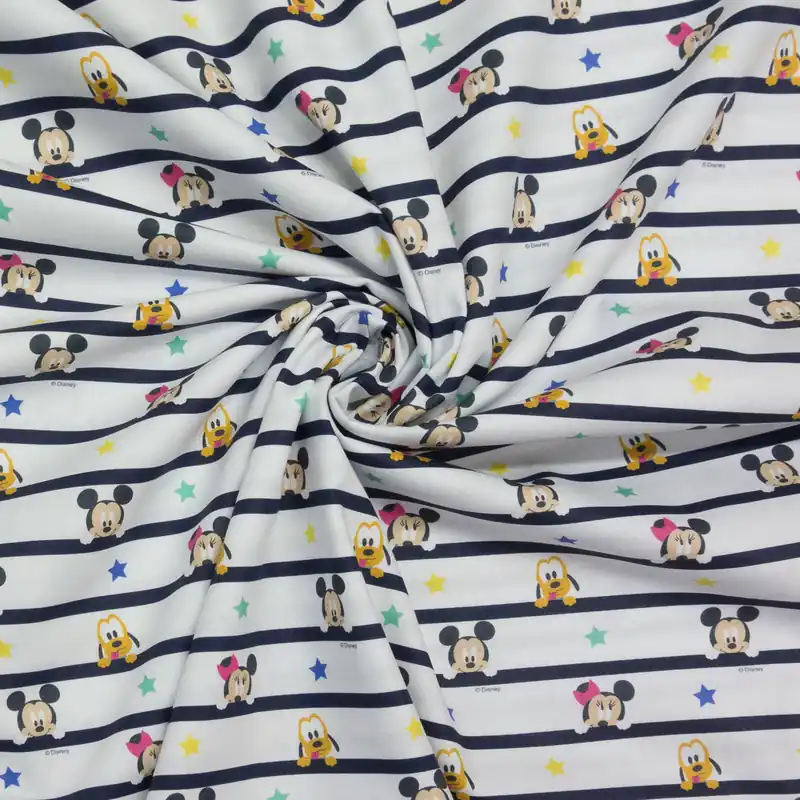 Baumwollstoff, Popeline, dunkelblau, weiß, schwarz, Filmmotive Aktuell