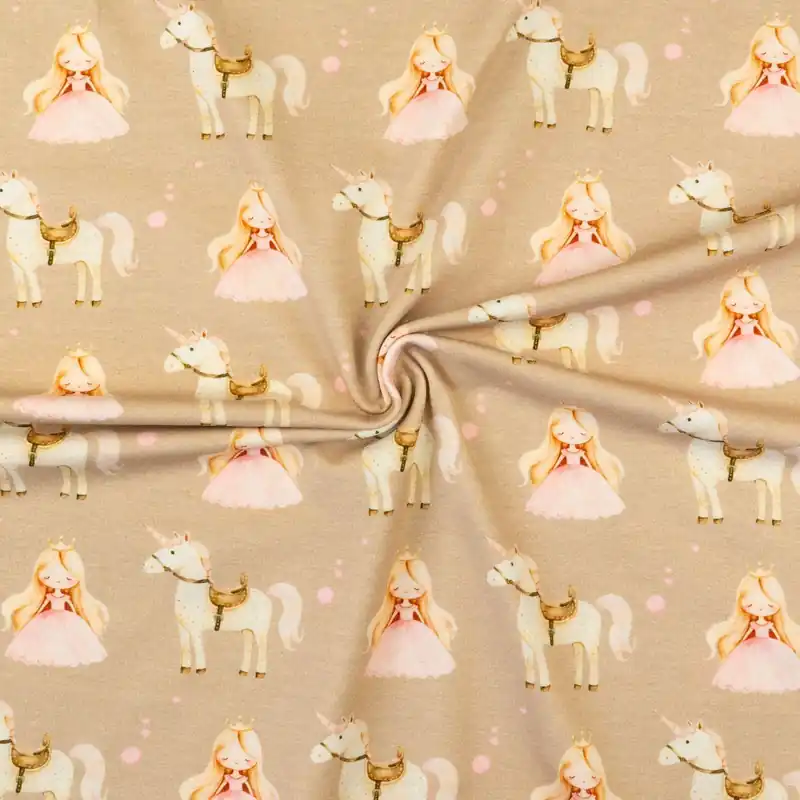 Nur Für Kurze Zeit Baumwolljersey, beigebraun, rosa, vanille, Kindermotive – Figuren