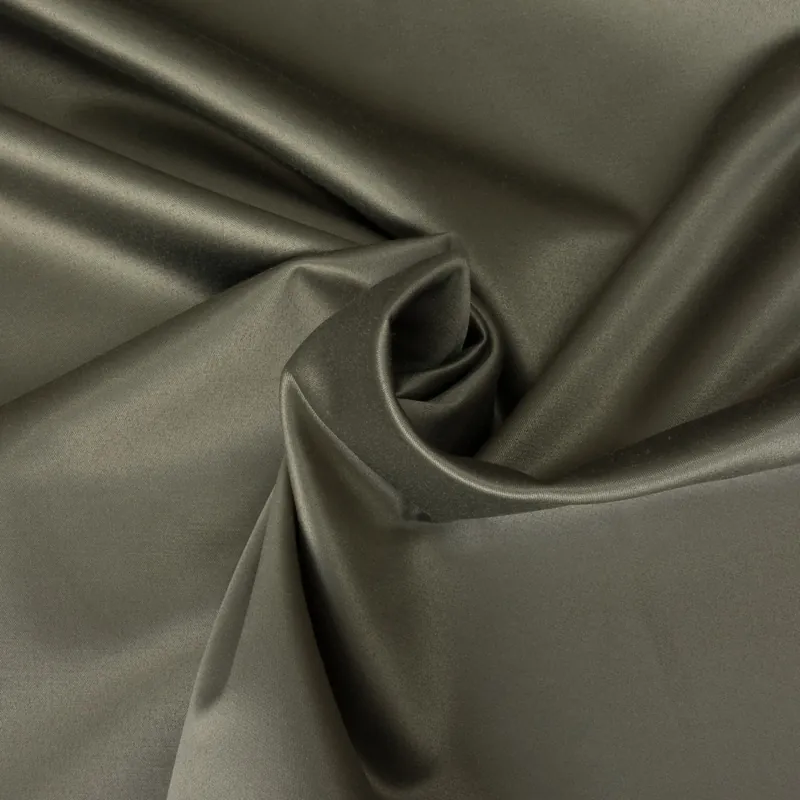 Bestseller Baumwollstoff, Satin, graugrün, uni