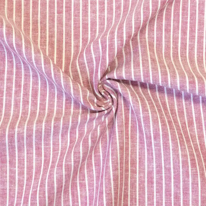 Begrenztes Angebot Leinengemisch, Baumwollstoff, beere, weiß, Webstreifen