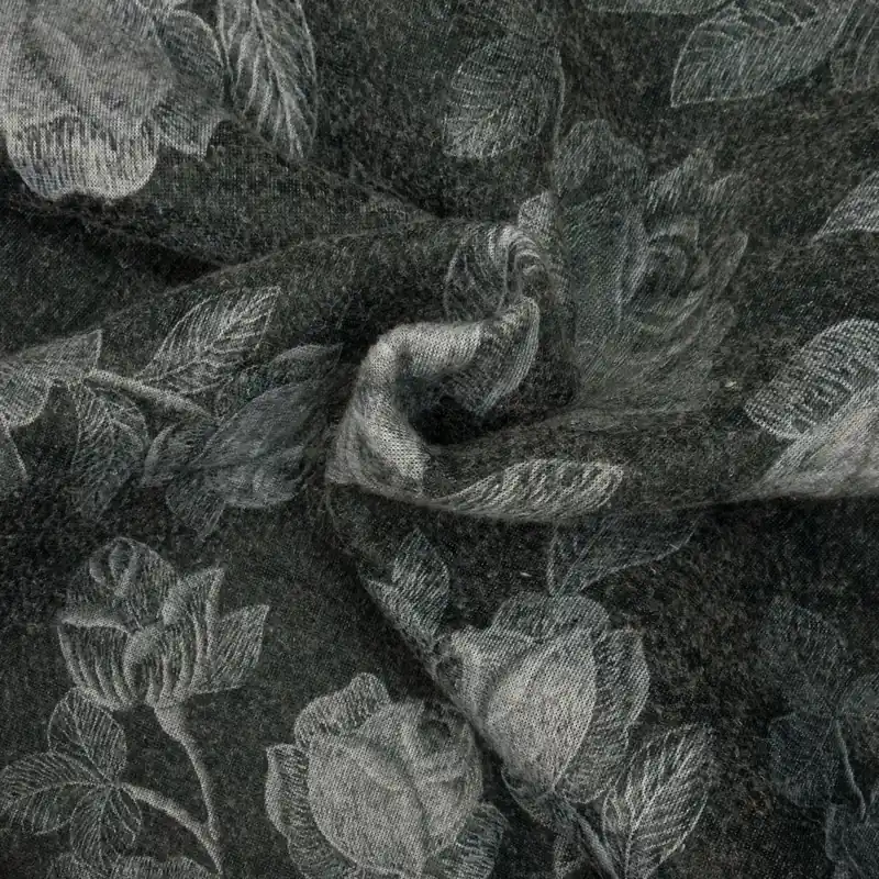 Double Face, hellgrau, grau, florale Motive Neue Ware