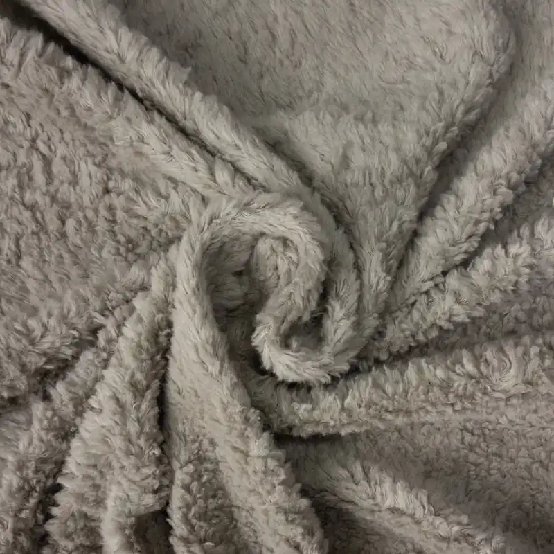 Weicher Plüschstoff, taupe hell, uni Preisknaller