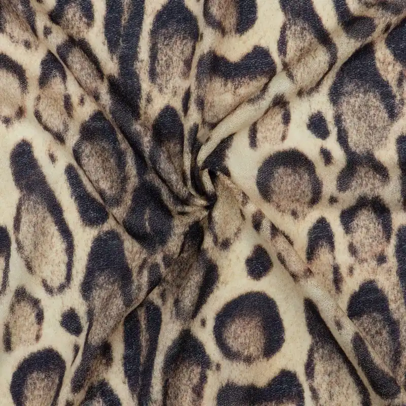 Im Trend Wollstoff, Feinstrick, beigetöne, schwarz, Animal-Muster