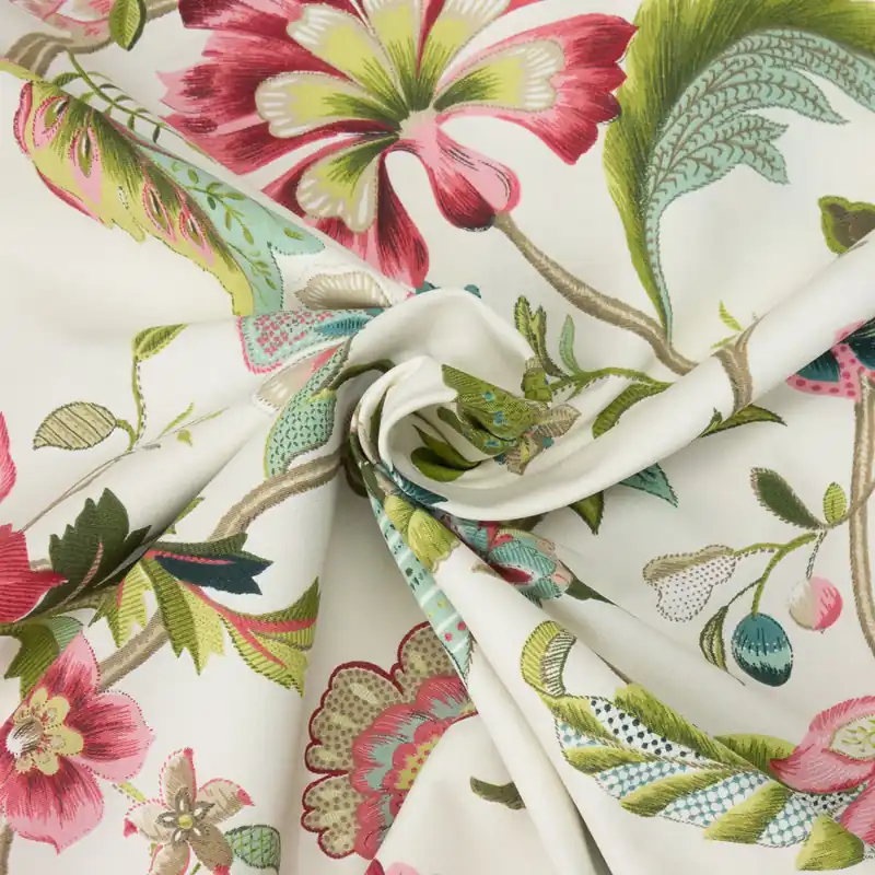 Jetzt Zugreifen Dekostoff, Panama, pink, grüntöne, ecru, florale Motive