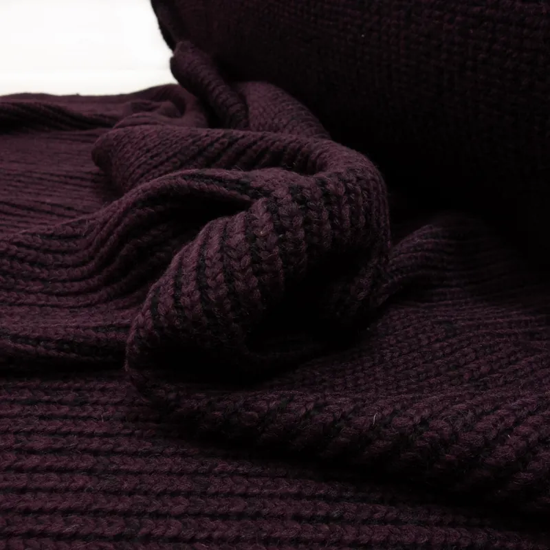 Strickstoff, bordeaux, schwarz, Ripsstruktur Expressversand