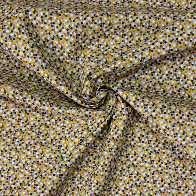 Knallerangebot Baumwollstoff, Cretonne, curry, grautöne, schwarz/weiß, Punkte