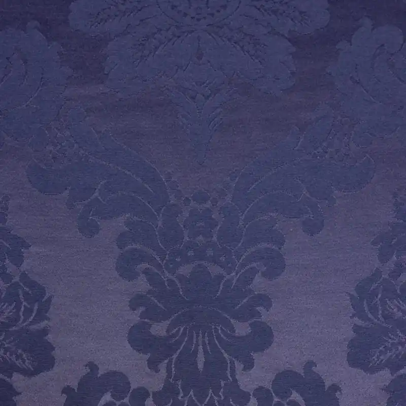 Handgefertigt Dekostoff, Damast, dunkelblau, Arabesken, 2,80m Breite