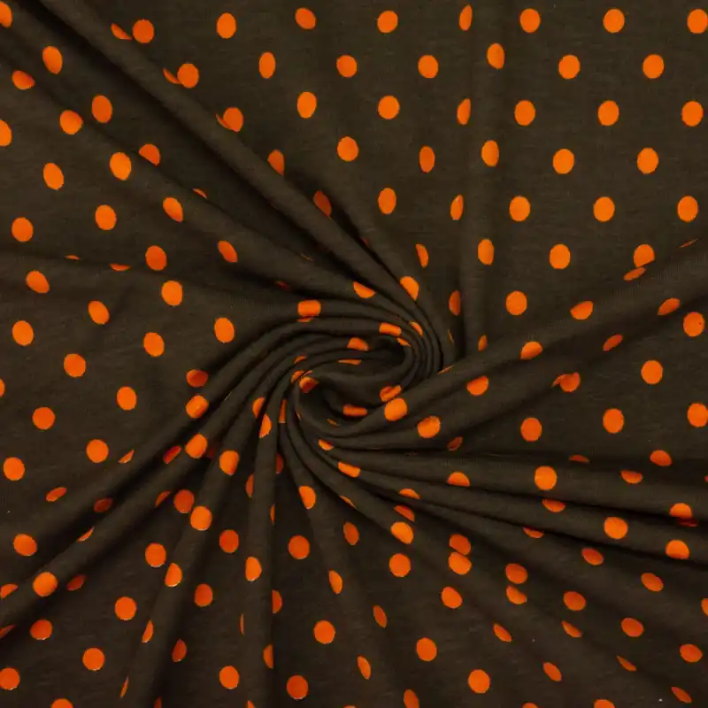Rabatt Baumwolljersey, Polka Dots, braun, orange