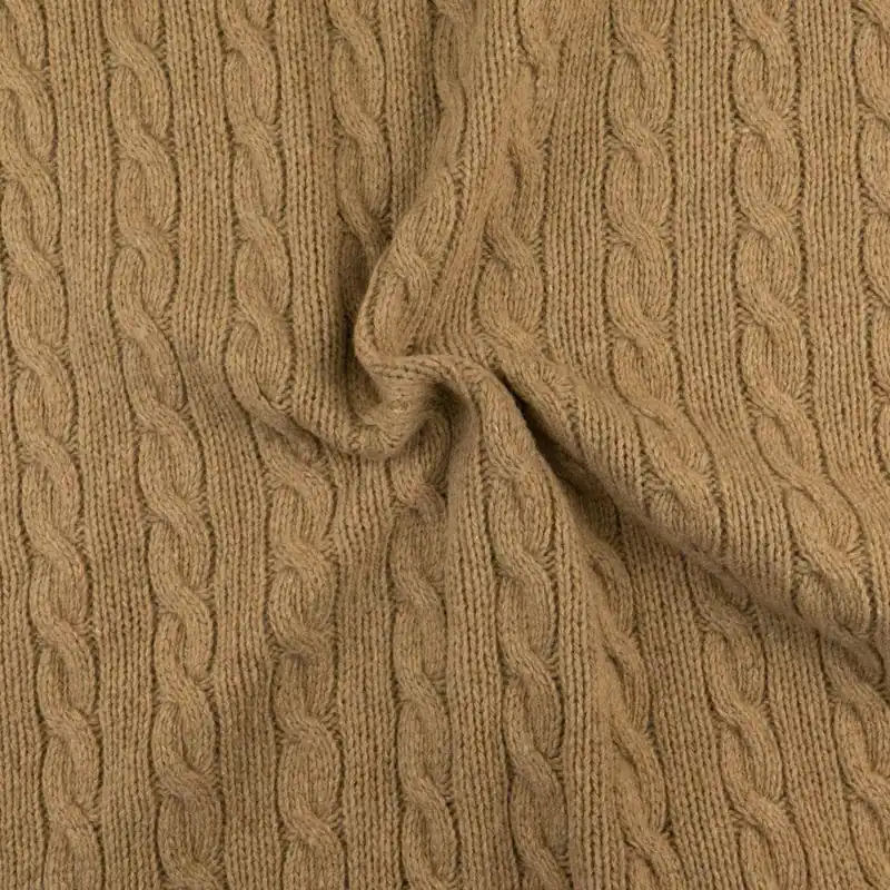 Wollstoff, Strickstoff, hellbraun, grafisch gemustert Knallerangebot