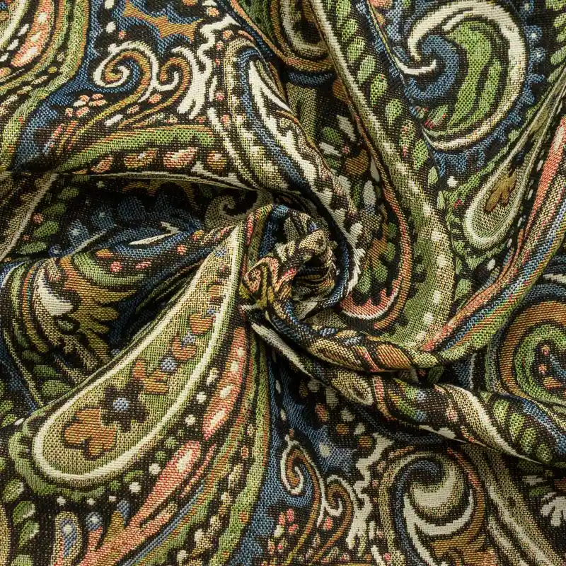 Dekostoff, Gobelin, grüntöne, blautöne, Paisley-Muster Geprüft