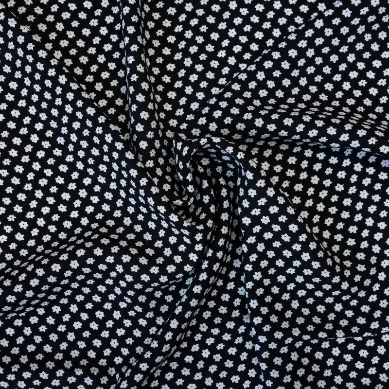 Viskosestoff, Javanaise, schwarz, offwhite, Milles Fleures Nur Heute