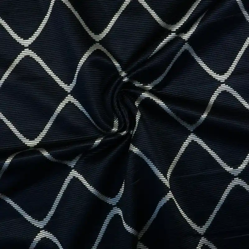 Strickjacquard, Doppelgewebe, dunkelblau, weiß, grafisch gemustert Kostenfreie Lieferung