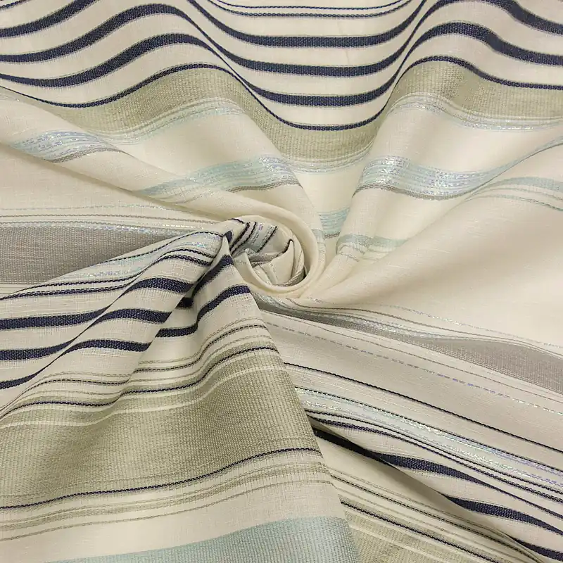 Jacquard, offwhite, beigegrau, dunkelblau, Glanzeffekt, Webstreifen Neue Ware