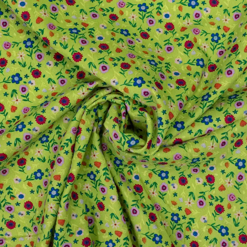 Saisonangebot Cordstoff, hellgrün, Milles Fleures