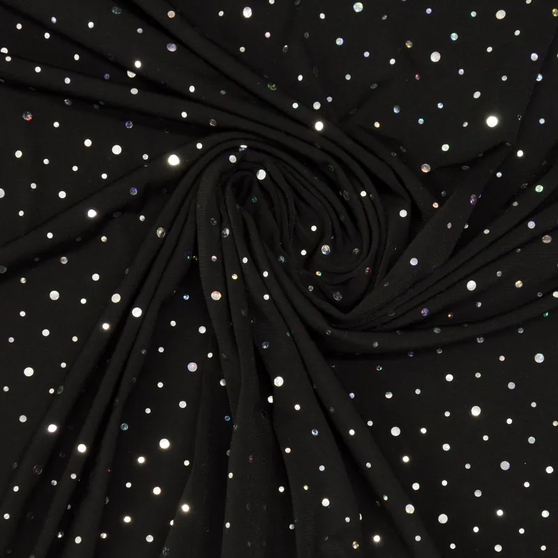 Jersey, Glanzeffekt, Punkte, silber Expressversand