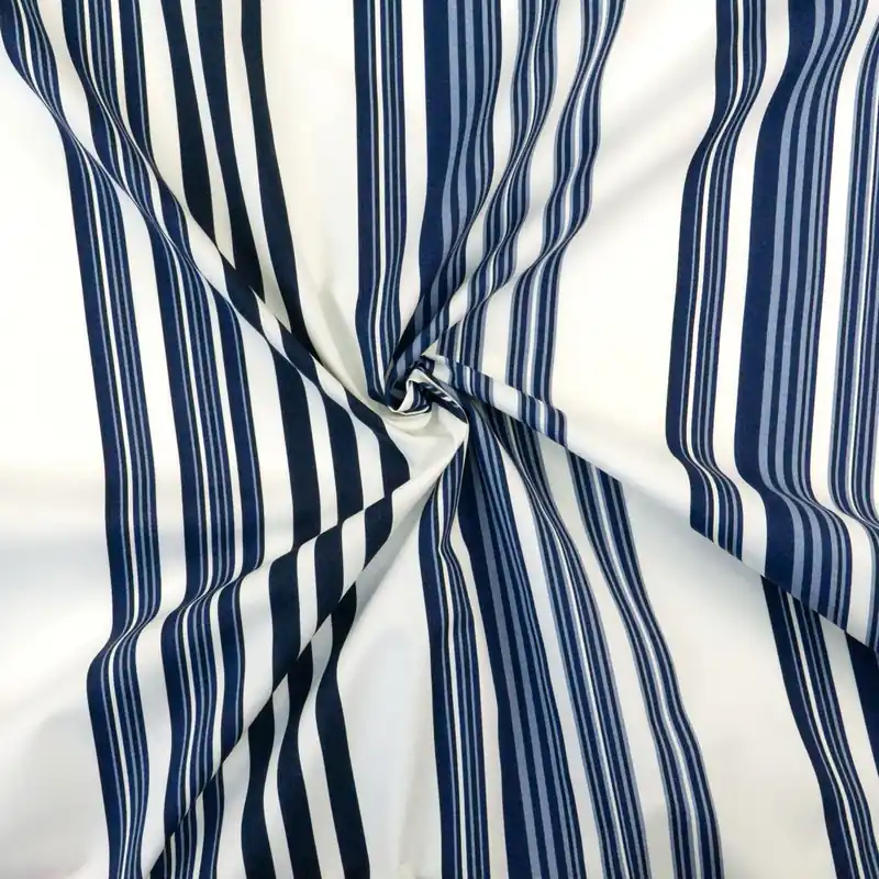 Baumwollstoff, Popeline, weiß, blautöne, schwarz, Streifen Wochenendangebot