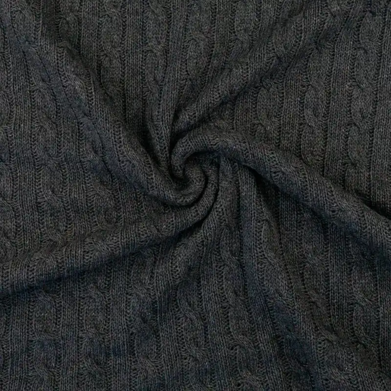 Nur Für Kurze Zeit Wollstoff, Strickstoff, dunkelgrau, uni, grafisch gemustert