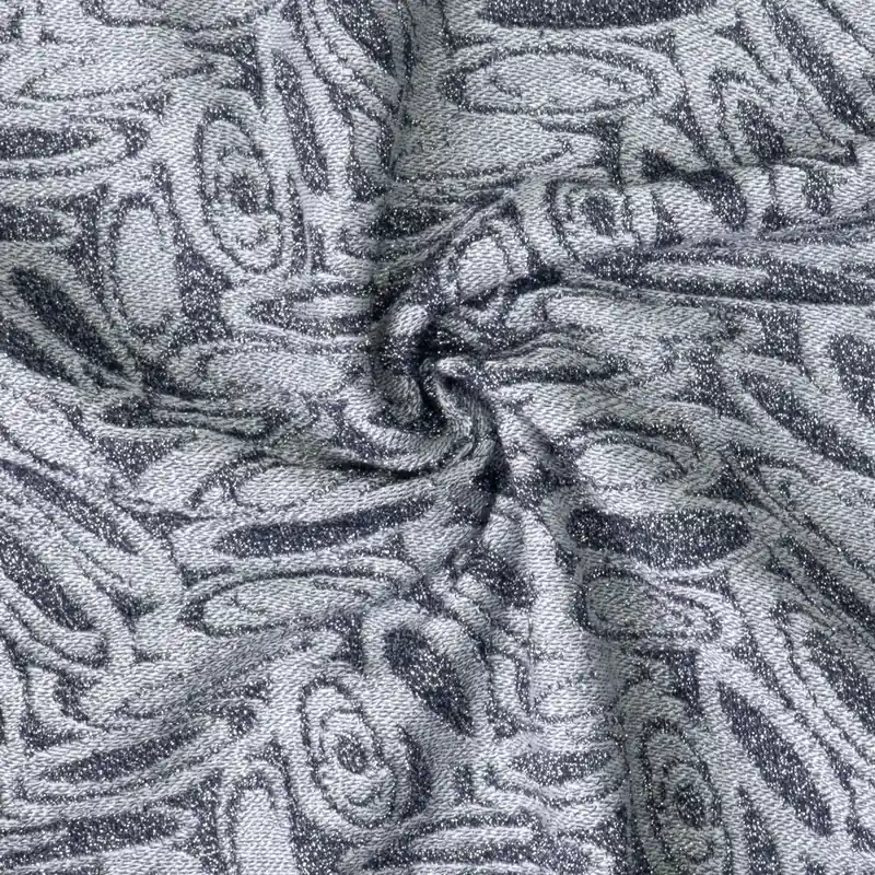 Im Trend Strickjacquard, Glanzeffekt, grafisch gemustert, weiß, dunkelblau, silber