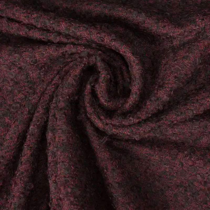 Exklusiv Bouclé, bordeaux, schwarz, Webstruktur