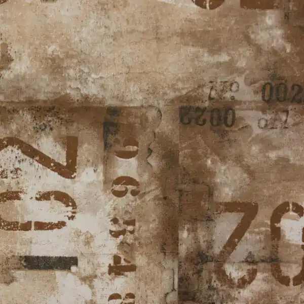 Bestpreis Dekostoff, Panama, beigetöne, Typographie, used Look