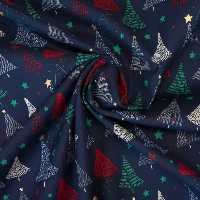 Baumwollstoff, Popeline, dunkelblau, rot, mint dunkel, gold, Glanzeffekt, Weihnachtsmotive Angebot