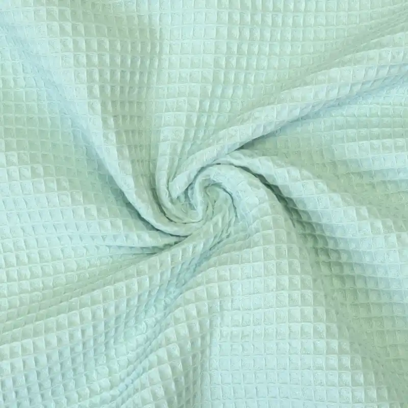 Rabatt Baumwollstoff, Waffelpiqué, mint hell, uni, Webstruktur
