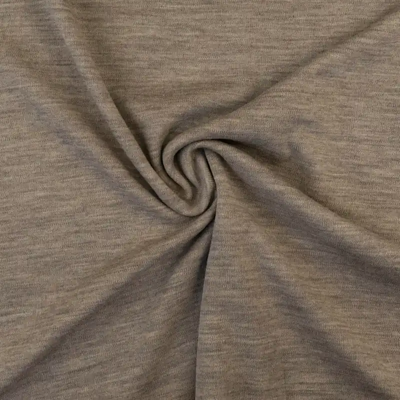 Wollstoff, Interlock, taupe hell, meliert Kostenloser Rückversand