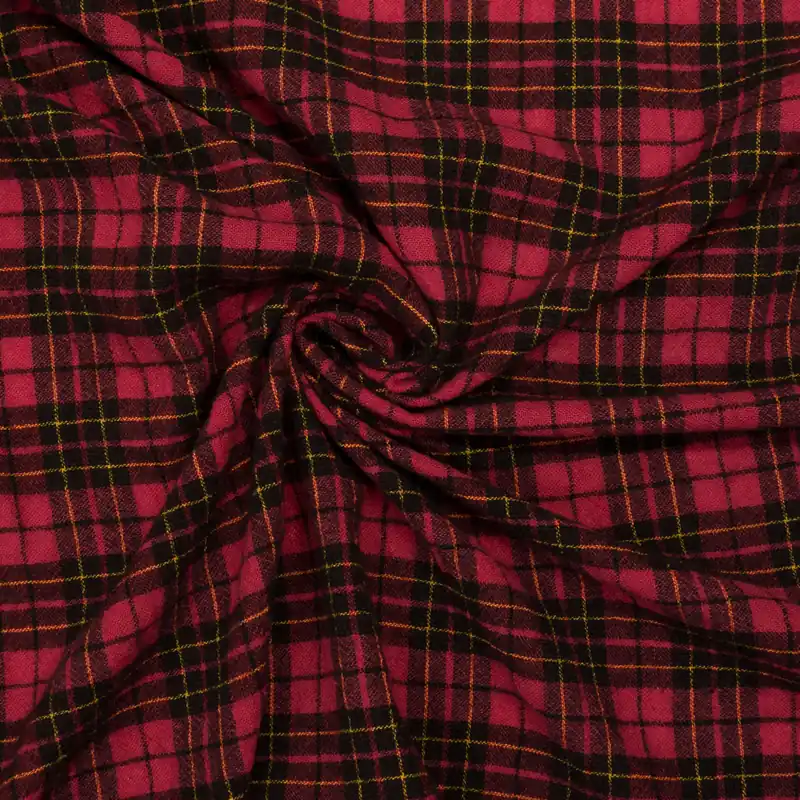 Heute Kaufen Wollstoff, Crêpe, rot, schwarz, Webkaro