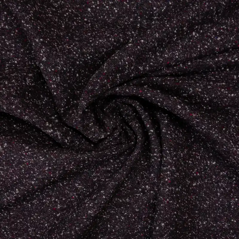 Billig Wollstoff, Tweed, dunkelgrau, creme, bordeaux, meliert