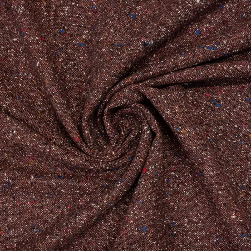 Billig Wollstoff, Tweed, dunkelgrau, rottöne, royalblau, meliert