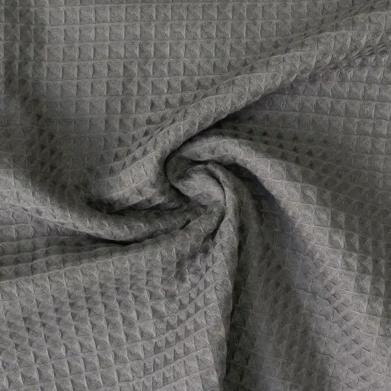 Neue Kollektion Baumwollstoff, Waffelpiqué, grau, uni, Webstruktur