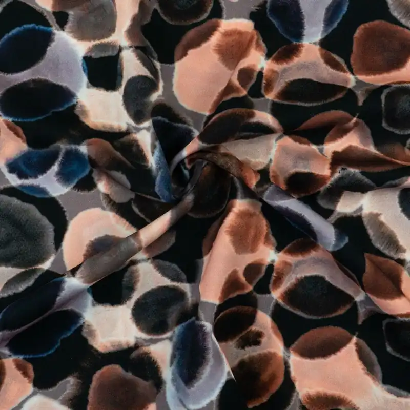 Viskosestoff, Twill, brauntöne, grautöne, blautöne, abstrakt gemustert Markenprodukt